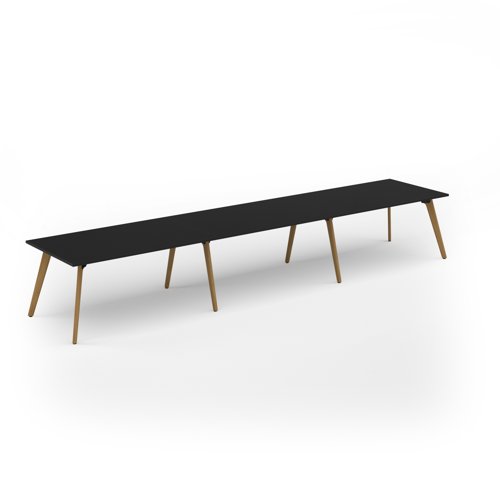 Unity worktable 4800w x 1000d with 4x solid oak legs, top in black