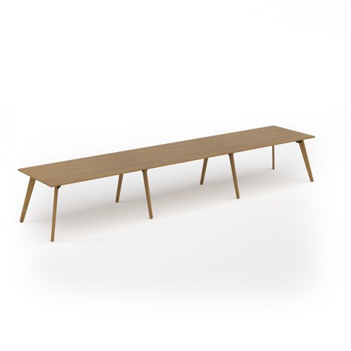 Unity worktable 4800w x 1000d with 4x solid oak legs, top in oak