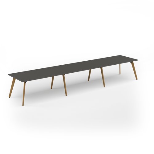 Unity worktable 4800w x 1000d with 4x solid oak legs, top in onyx grey