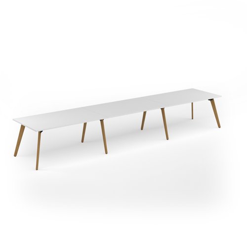 Unity worktable 4800w x 1000d with 4x solid oak legs, top in white