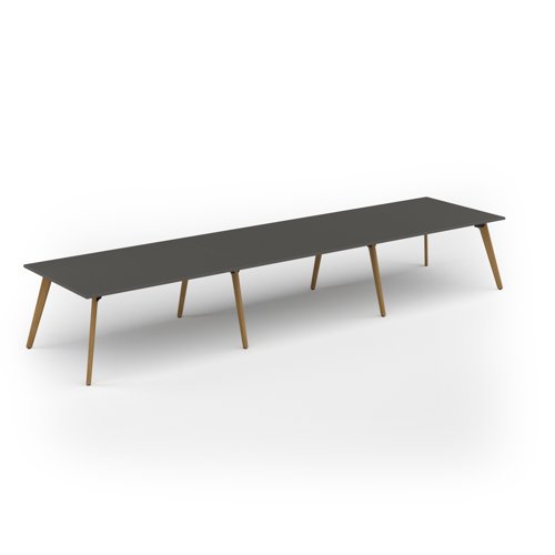 Unity worktable 4800w x 1200d with 4x solid oak legs, top in onyx grey