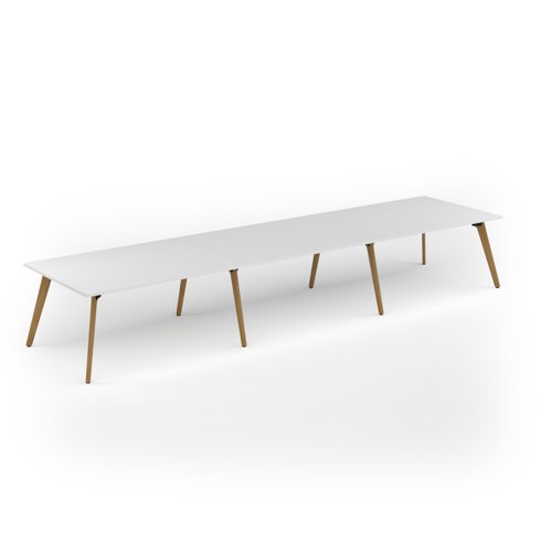 Unity worktable 4800w x 1200d with 4x solid oak legs, top in white