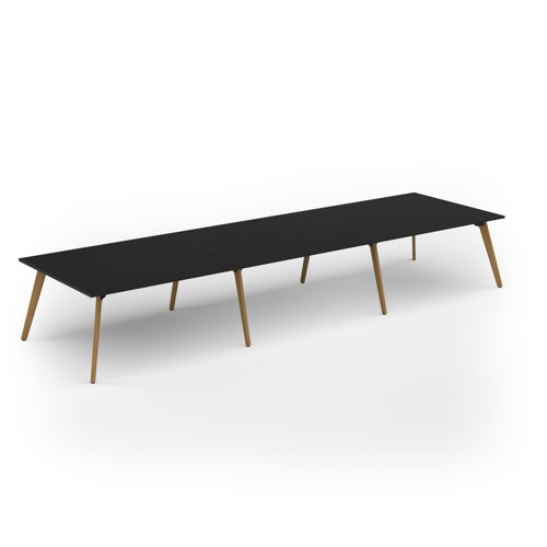 Unity worktable 4800w x 1400d with 4x solid oak legs, top in black