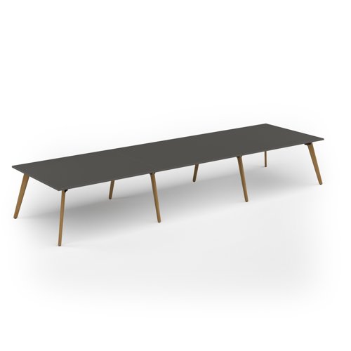 Unity worktable 4800w x 1400d with 4x solid oak legs, top in onyx grey