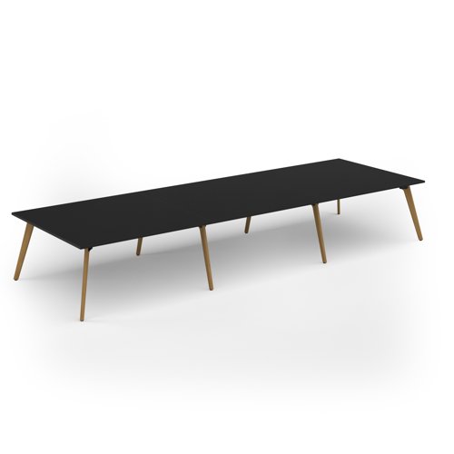 Unity worktable 4800w x 1600d with 4x solid oak legs, top in black
