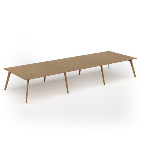Unity worktable 4800w x 1600d with 4x solid oak legs, top in oak