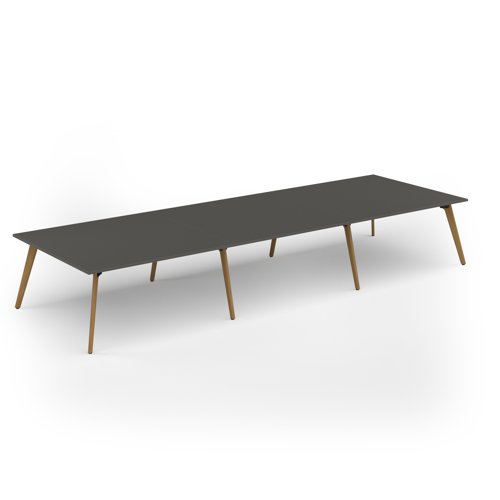 Unity worktable 4800w x 1600d with 4x solid oak legs, top in onyx grey
