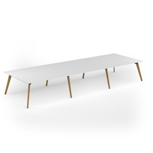 Unity worktable 4800w x 1600d with 4x solid oak legs, top in white