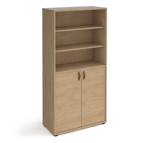 Universal combination unit with open top 1715mm high with shelves - oak