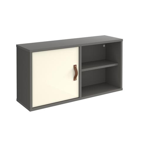 Universal box shelving unit with single door 800mm wide - grey with white door