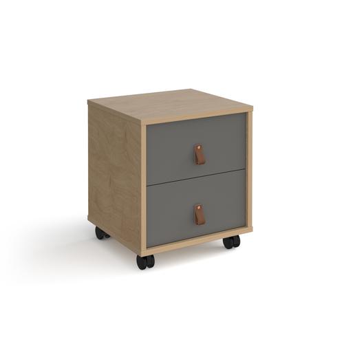 Universal mobile pedestal with drawers 400mm deep - oak with grey drawers