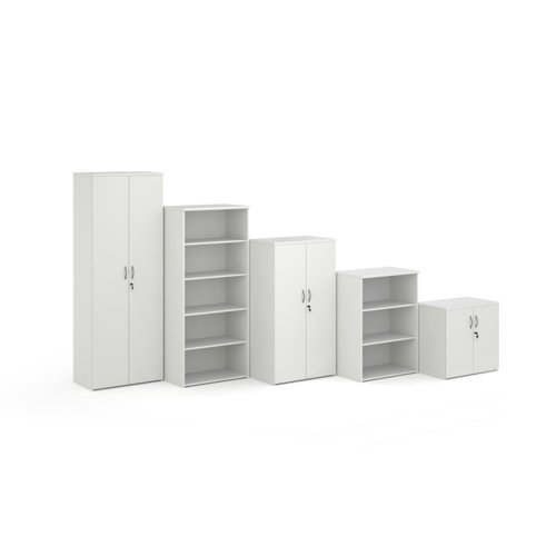 Duo double door cupboard 1790mm high with 4 shelves - white