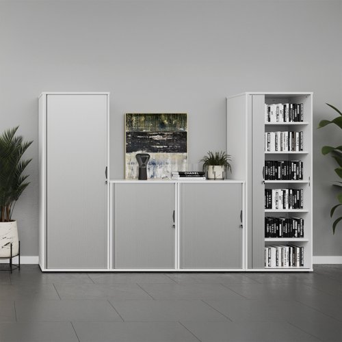 Universal double door cupboard 1090mm high with 2 shelves - beech - R1090DB