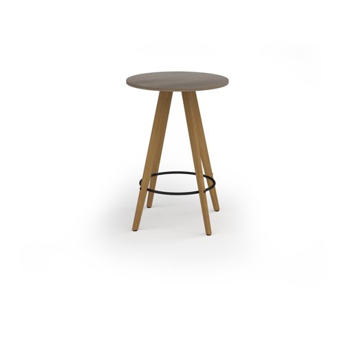 Unity circular poseur table 800 dia with solid oak leg in nebraska oak