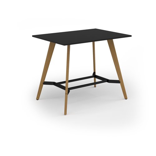 Unity poseur height worktable 1400w x 1000d with 4x solid oak legs, top in black