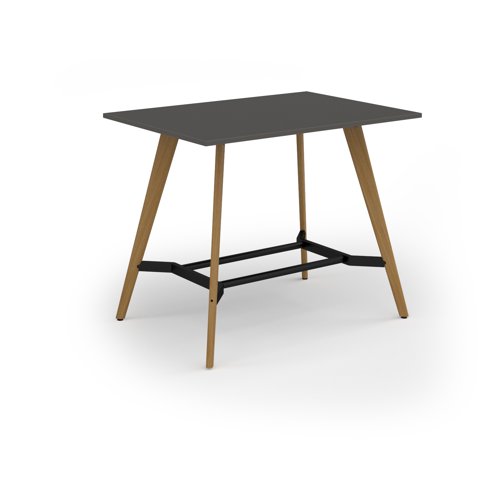 Unity poseur height worktable 1400w x 1000d with 4x solid oak legs, top in onyx grey