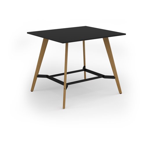 Unity poseur height worktable 1400w x 1200d with 4x solid oak legs, top in black