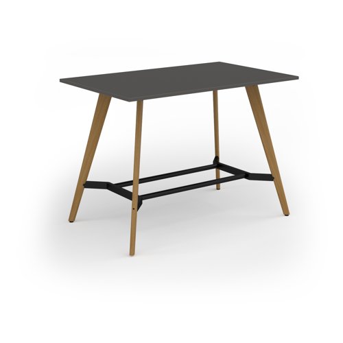 Unity poseur height worktable 1600w x 1000d with 4x solid oak legs, top in onyx grey