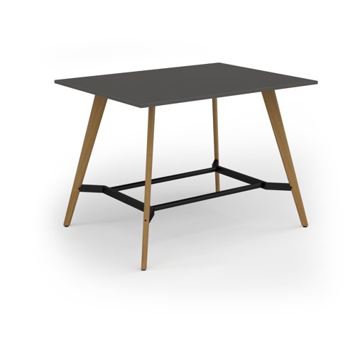 Unity poseur height worktable 1600w x 1200d with 4x solid oak legs, top in onyx grey