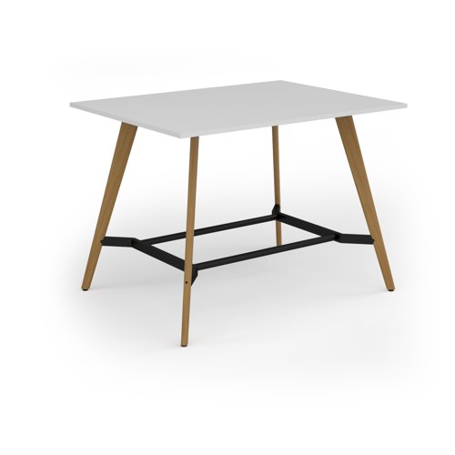 Unity poseur height worktable 1600w x 1200d with 4x solid oak legs, top in white