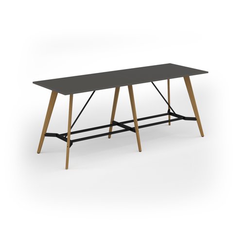Unity poseur height worktable 2800w x 1000d with 4x solid oak legs, top in onyx grey
