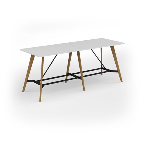 Unity poseur height worktable 2800w x 1000d with 4x solid oak legs, top in white