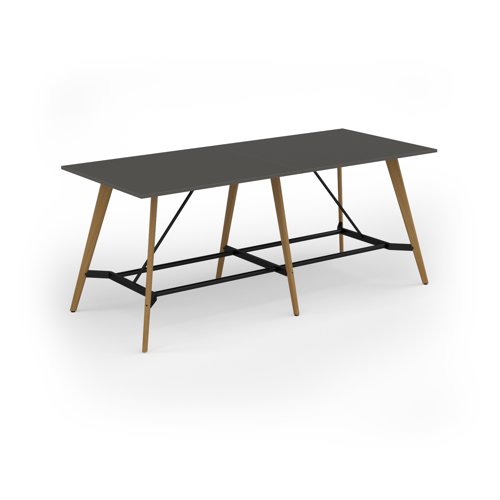 Unity poseur height worktable 2800w x 1200d with 4x solid oak legs, top in onyx grey