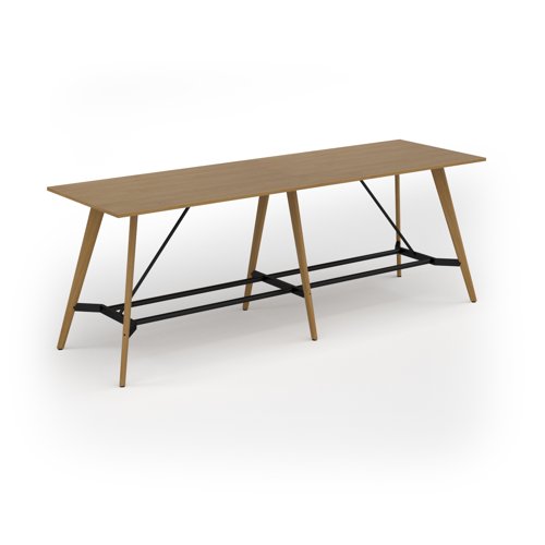 Unity poseur height worktable 3200w x 1000d with 4x solid oak legs, top in oak