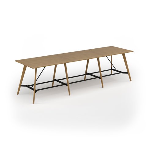 Unity poseur height worktable 4200w x 1200d with 4x solid oak legs, top in oak