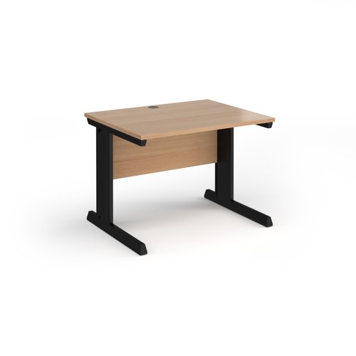 Vivo straight desk 1000mm x 800mm - black frame, beech top