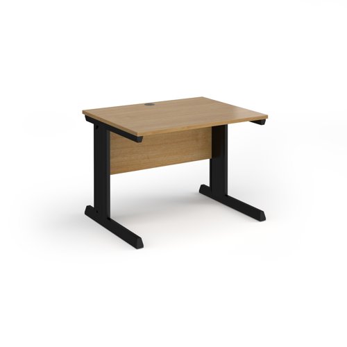Vivo straight desk 1000mm x 800mm - black frame, oak top