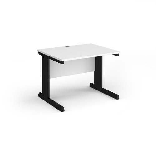 Vivo straight desk 1000mm x 800mm - black frame, white top