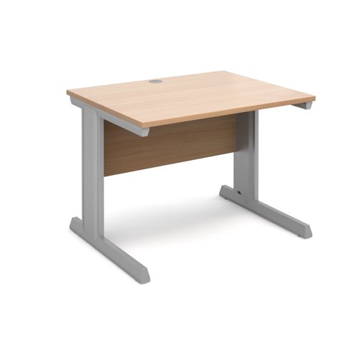 Vivo straight desk 1000mm x 800mm - silver frame, beech top