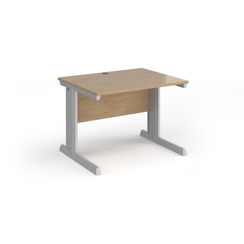 Vivo straight desk 1000mm x 800mm - silver frame, Kendal Oak top