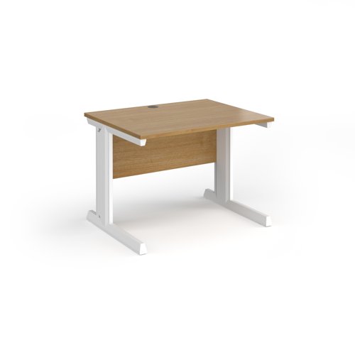 Vivo straight desk 1000mm x 800mm - white frame, oak top