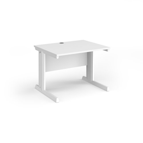Vivo straight desk 1000mm x 800mm - white frame, white top