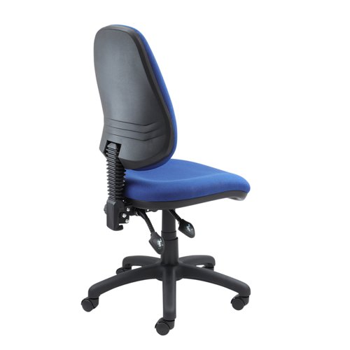 V100-00-B | The Vantage 100 fabric chair is the comfortable and affordable, no-nonsense, task office chair which is a highly versatile and suitable for a wide range of different tasks and applications. Available from stock in 5 finishes, the contoured seat, back height and back rake adjustment and adjustable seat height increase sitting ease for long periods of time.