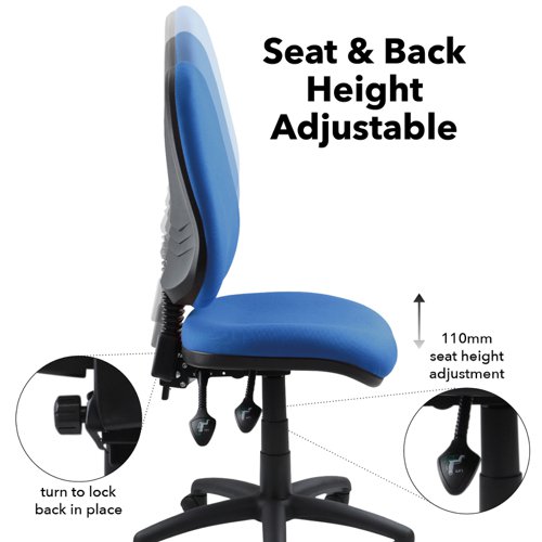 Vantage 100 2 lever PCB operators chair with no arms - blue