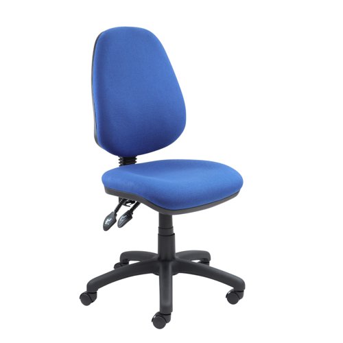 V100-00-B | The Vantage 100 fabric chair is the comfortable and affordable, no-nonsense, task office chair which is a highly versatile and suitable for a wide range of different tasks and applications. Available from stock in 5 finishes, the contoured seat, back height and back rake adjustment and adjustable seat height increase sitting ease for long periods of time.