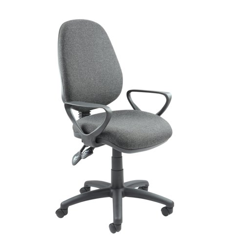 Vantage 100 2 lever PCB operators chair with fixed arms - charcoal