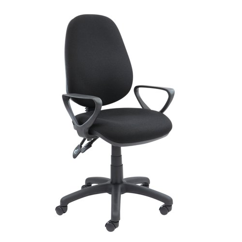 Vantage 100 2 lever PCB operators chair with fixed arms - black