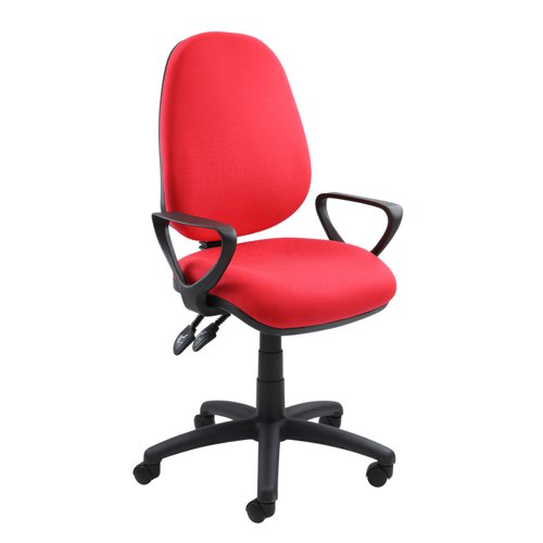 Vantage 100 2 lever PCB operators chair with fixed arms - red