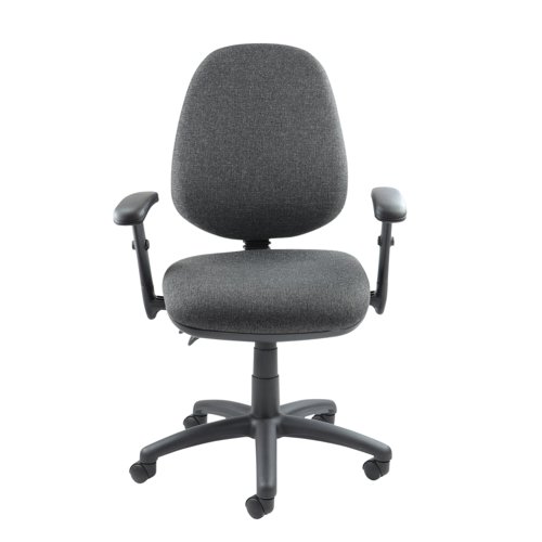 Vantage 100 2 lever PCB operators chair with adjustable arms - charcoal Office Chairs V102-00-C