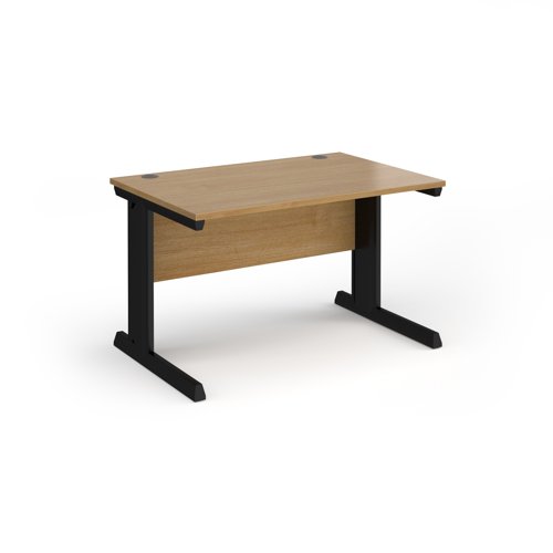Vivo straight desk 1200mm x 800mm - black frame, oak top