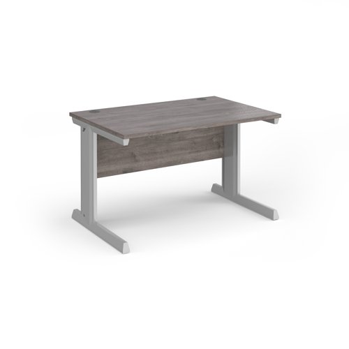 Vivo straight desk 1200mm x 800mm - silver frame, Grey Oak top