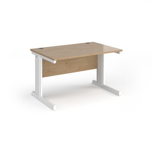 Vivo straight desk 1200mm x 800mm - white frame, Kendal Oak top