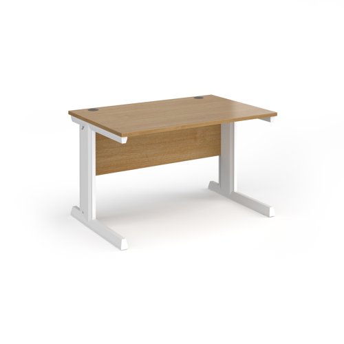 Vivo straight desk 1200mm x 800mm - white frame, oak top
