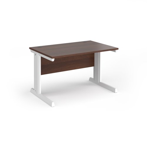 Vivo straight desk 1200mm x 800mm - white frame, walnut top