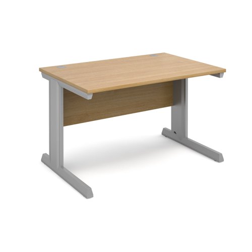 Vivo straight desk 1200mm x 800mm - silver frame, oak top