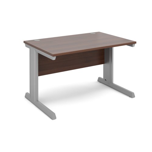 Office Desk Rectangular Desk 1200mm Walnut Tops With Silver Frames 800mm Depth Vivo